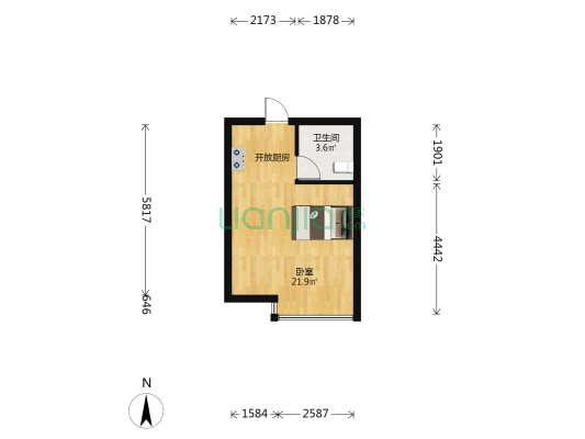 地王国际 1室0厅1卫 41平方