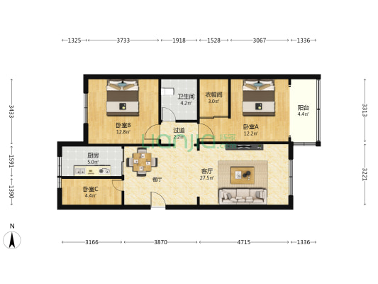 鼓楼巷住宅区 3室1厅1卫 95平方