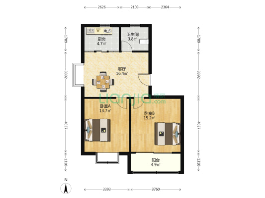 钻石家园西区 2室1厅1卫 79平方