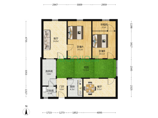 文苑里（蓟州） 2室2厅2卫 97平方