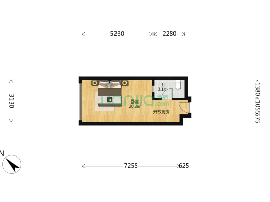智汇广场 1室0厅1卫 38平方