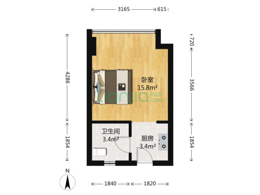 开元大厦 1室0厅1卫 36平方