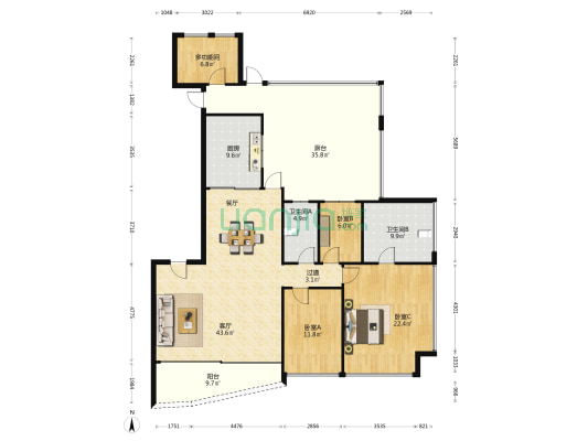 崇峰壹号院 4室1厅2卫 178平方