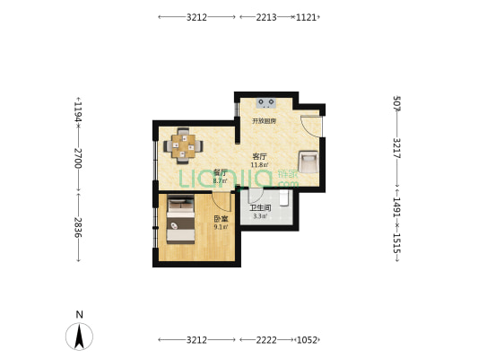 石门营新区七区北苑 1室2厅1卫 46平方