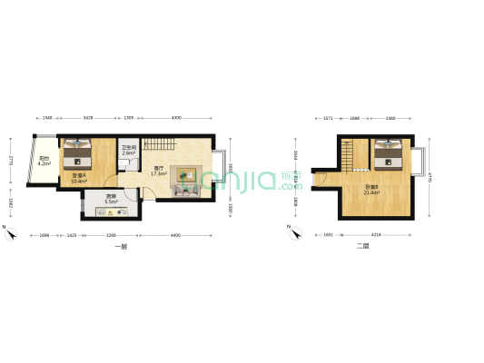 明信花园 2室1厅1卫 82平方