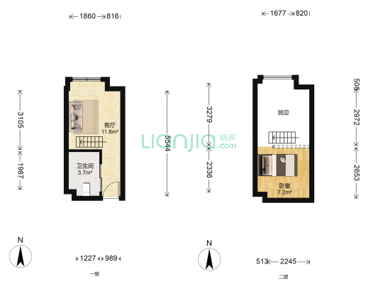 甲壳虫大厦 1室1厅1卫 30平方