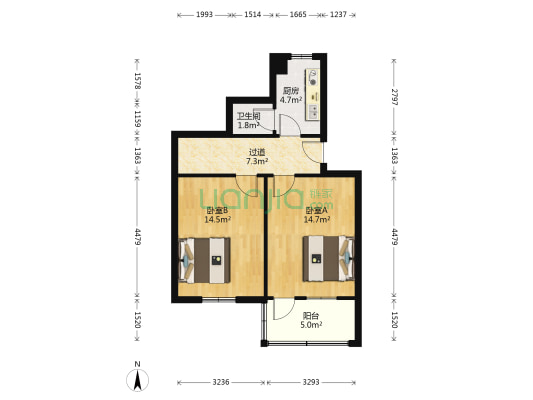 杜家塘小区 2室0厅1卫 48平方