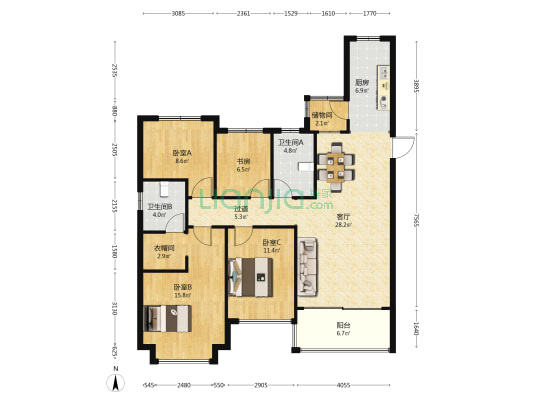邯郸恒大悦府 4室1厅2卫 142平方