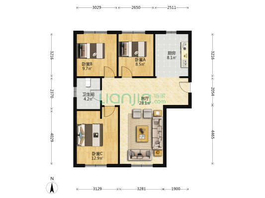 九洲御璟 3室1厅1卫 101平方