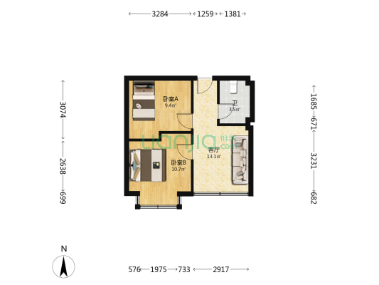 上饶信德楼 2室1厅1卫 48平方
