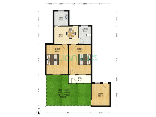 屯溪路97号 2室1厅1卫 68平方