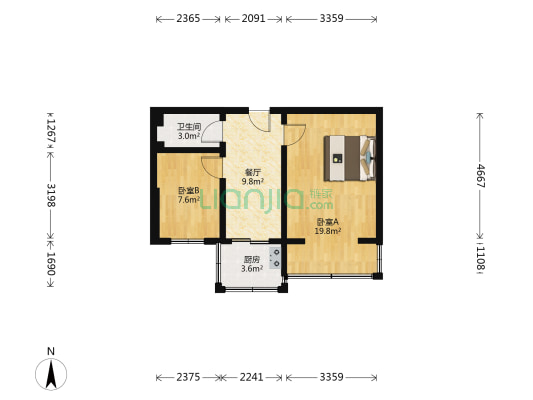 松园里 2室1厅1卫 54平方
