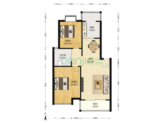 泰来苑 2室1厅1卫 85平方