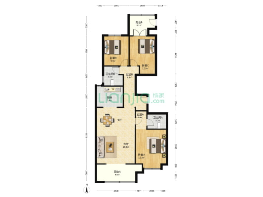 铜雀台 3室1厅2卫 144平方