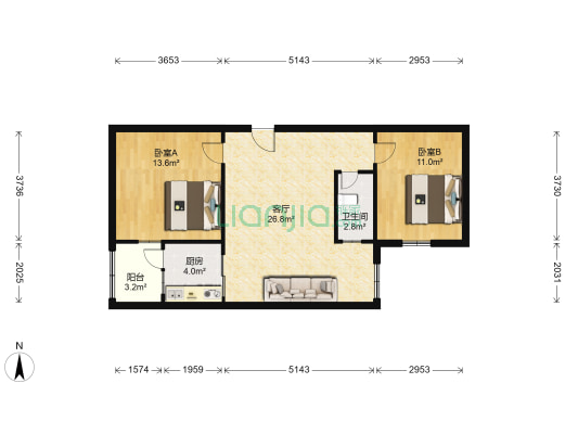 平远直街 2室1厅1卫 78平方