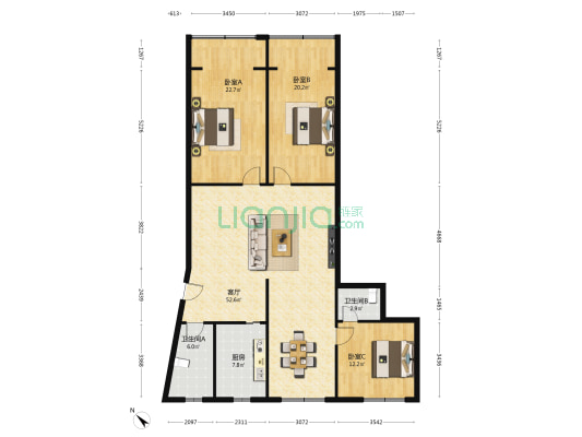 金琴路160号 3室1厅2卫 148平方