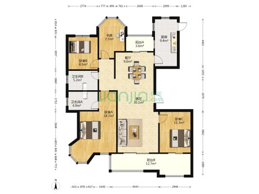 中腾紫荆公馆 4室2厅2卫 143平方