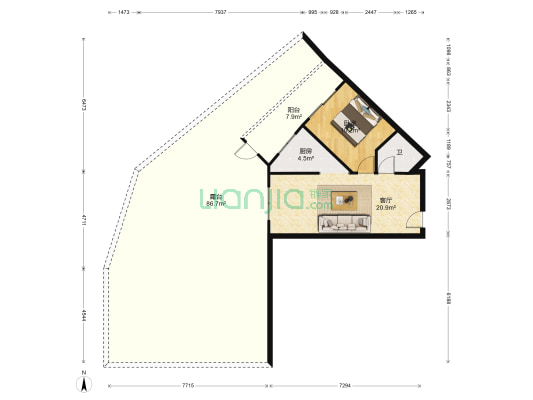 德信金港湾 1室1厅1卫 58平方