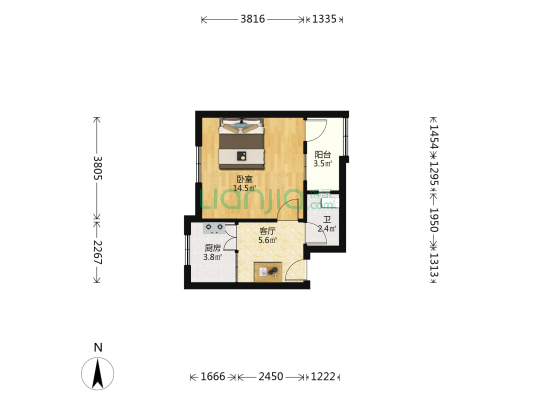 大石坝街 1室1厅1卫 35平方
