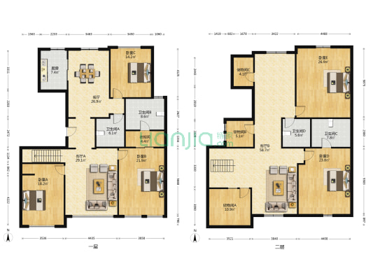 复康路十一号 5室3厅4卫 177平方