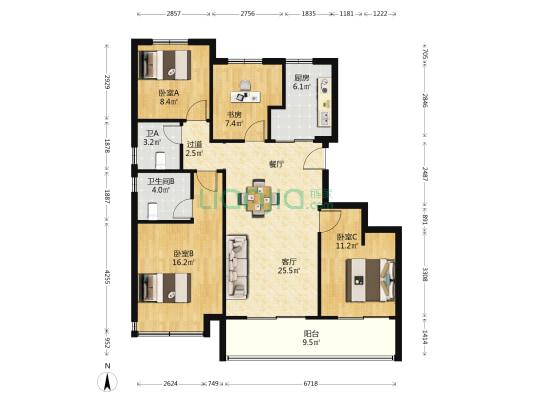 荣安江南润园 4室1厅2卫 123平方