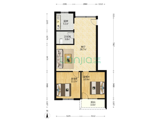蜀南东区 2室1厅1卫 76平方
