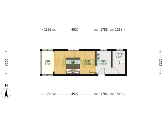 粤明村 1室0厅1卫 33平方