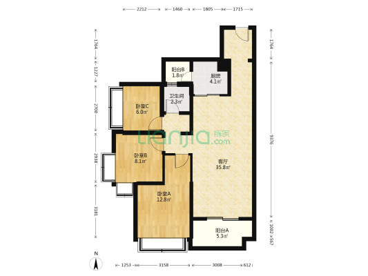 博罗·富丽华府 3室1厅1卫 94平方