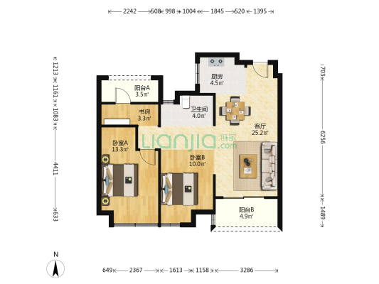 林语春风 3室1厅1卫 89平方