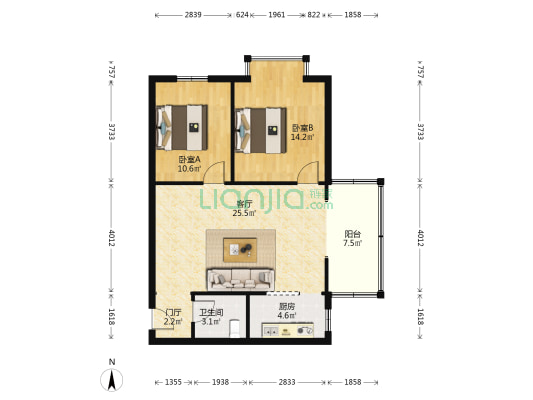 天伦御城龙脉刘家庄小区 2室1厅1卫 86平方