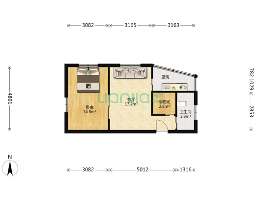 华阳路217号 1室1厅1卫 53平方