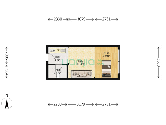 富川CEO大厦 1室1厅1卫 46平方