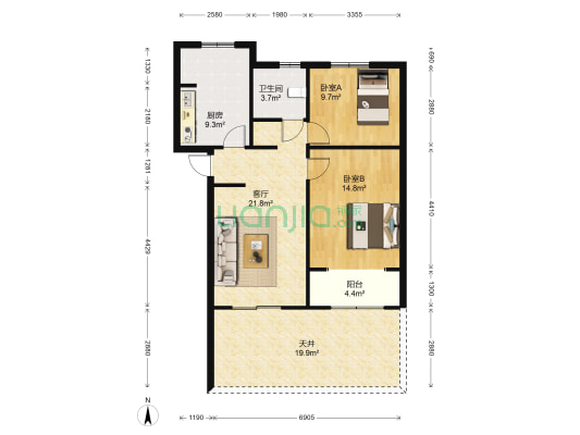 清真小区 2室1厅1卫 77平方