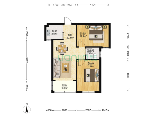 湾里区长鸿小区 2室1厅1卫 65平方