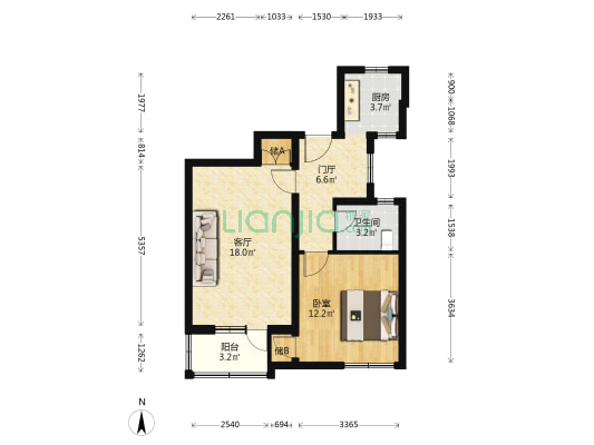 化四小区 1室1厅1卫 62平方