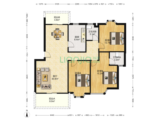 美景花园（港口镇） 3室2厅2卫 123平方