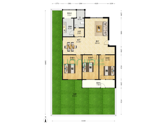 宋都市场街5号院 3室2厅1卫 123平方
