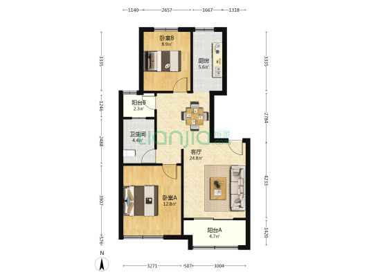 崇州佳苑东区 2室1厅1卫 84平方