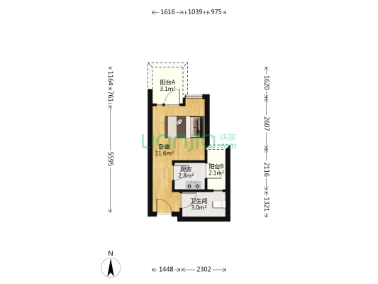 花样年花乡 1室0厅1卫 28平方