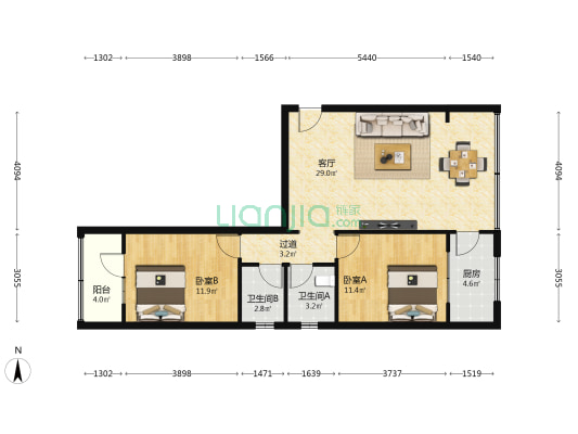 省疾控中心家属院（白银路） 2室1厅2卫 90平方