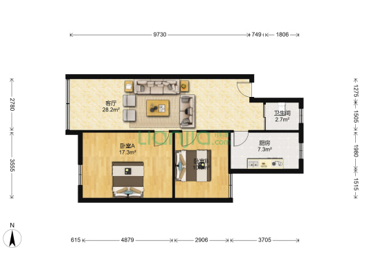 德宽路16号 2室1厅1卫 82平方