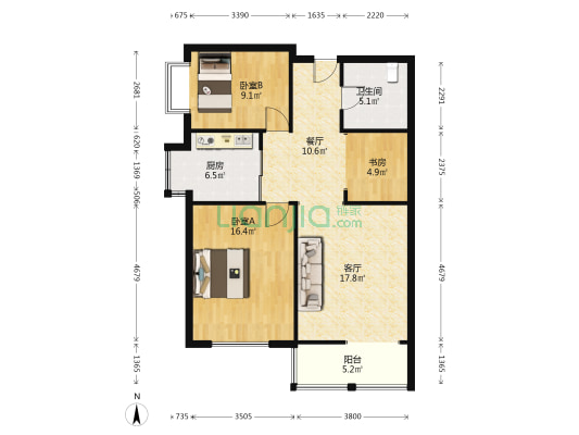 天福邸小区 3室2厅1卫 98平方