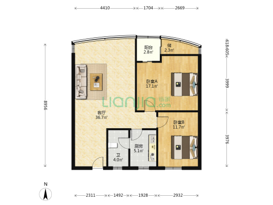 花园新村 2室1厅1卫 101平方