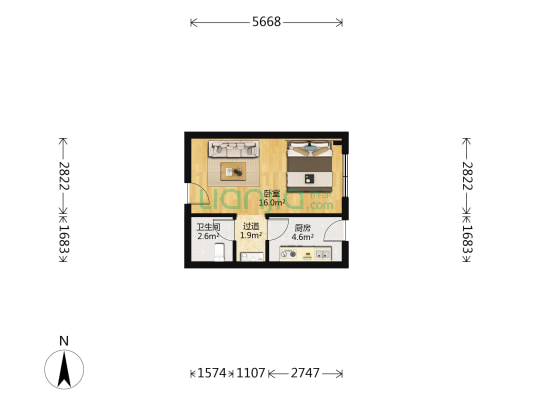 金润书香华城 1室0厅1卫 39平方