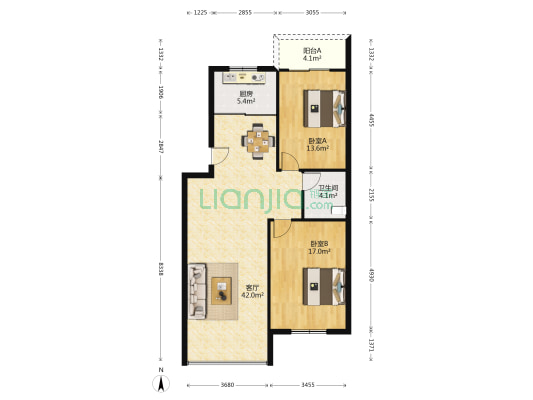 兴桂商住楼 2室1厅1卫 102平方