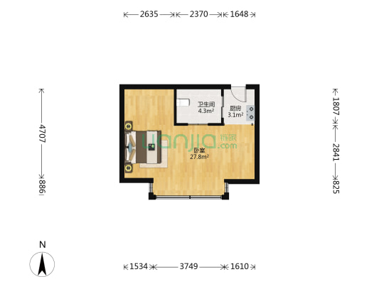 万科红郡 1室0厅1卫 49平方
