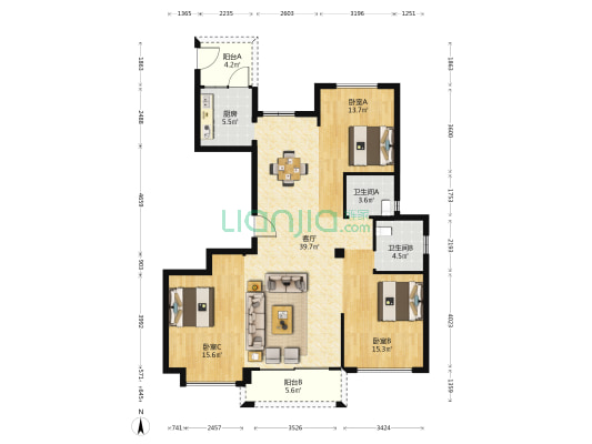 东璟华庭 3室1厅2卫 140平方