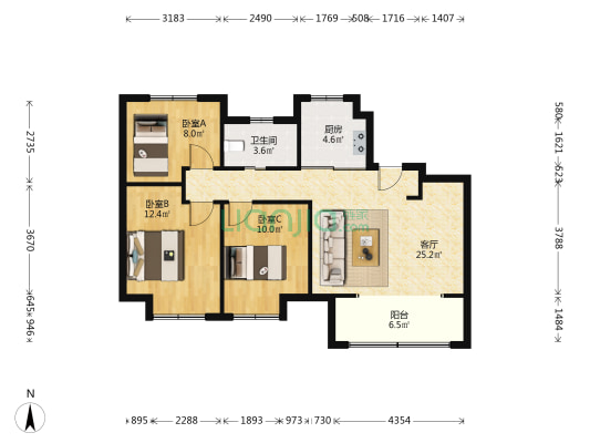 四季连城·拾光 3室1厅1卫 99平方