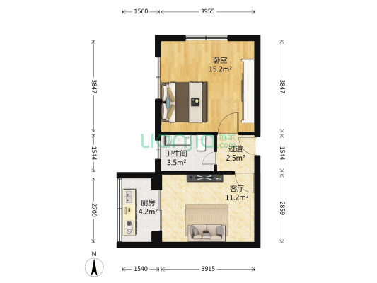 同兴街 1室1厅1卫 45平方