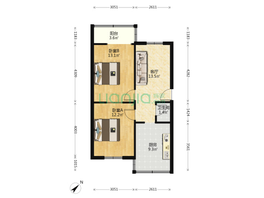 安康苑 2室1厅1卫 57平方